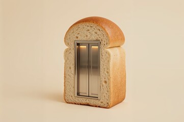 Elevator Door Inside a Loaf of Bread