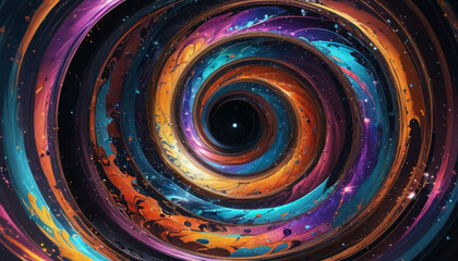 Dazzling vortex of swirling color and light draws the eye into a captivating and mesmerizing spiral pattern.