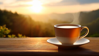 Obraz premium warm morning light and a cup of tea