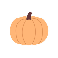 Light orange round pumpkin with vertical grooves, ideal for seasonal design, food packaging and harvest themes