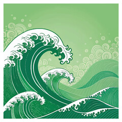 Modern green banner background. Graphic design banner pattern background template with dynamic wave shapes.