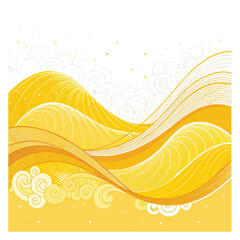 Modern yellow banner background. Graphic design banner pattern background template with dynamic wave shapes.