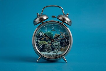Vintage Alarm Clock with Coral Reef Inside Dial