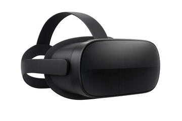 Black virtual reality goggles on transparent background, representing future of gaming and entertainment