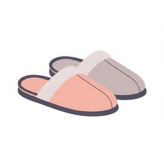 Fototapeta premium Cozy fleece slippers displayed in a flat vector design, perfect for casual lounging at home or keeping warm indoors