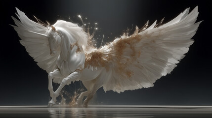 Stormborn Pegasus with Glowing Mane. Generative AI