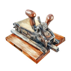 watercolor vector of Wood Planer, isolated on a white background. © AMIDCO
