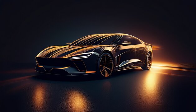 sleek silhouette a modern luxury sedan in the dark