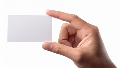 Obraz premium hand holding blank business card isolated on white background