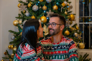 young couple at Christmas