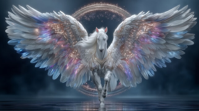 Winds of Magic &ndash; Celestial Steed in Flight. Generative AI