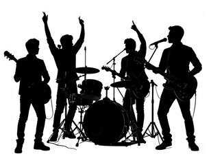 Silhouette of a rock band performing (1)
