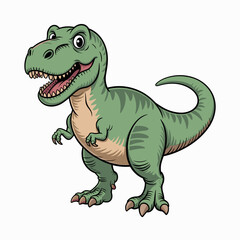 Obraz premium Friendly T-Rex Dinosaur Cartoon with Big Smile