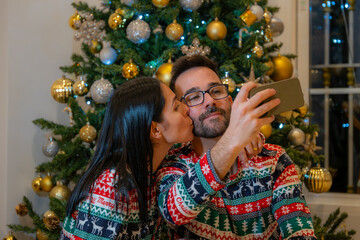 young couple at Christmas