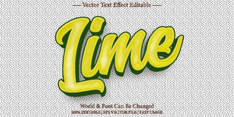 Lime Vector Text Effect Editable Alphabet Limon Lemon Exotic