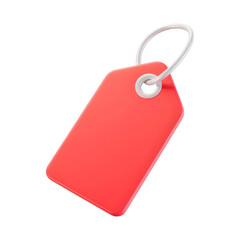Fototapeta premium Red blank price tag with white loop and grommet isolated on transparent background