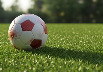 Fototapeta premium soccer ball with details on a lawn