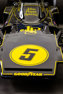 Iconic Formula 1 Ford Racing Car (Ronnie Peterson), Duckhams Q, Lotus 97T, Dealer Store, Dealership Showroom Centre, British Luxury Hypercar Brand, Mayfair, Piccadilly, London, UK - June 2025