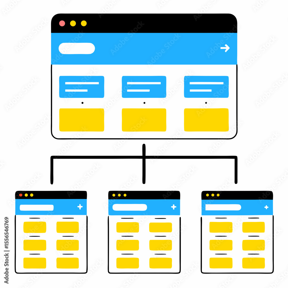 Wall mural website sitemap icon with structure blocks