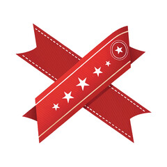 Set of red banner ribbon color. Flat bookmark sale tag website decorative design vector.