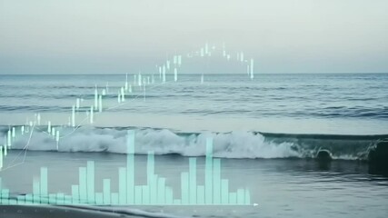Ocean Waves with Overlayed Financial Graph Data - Powered by Adobe