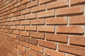 Left Side View of a Perfect Red Brick Wall