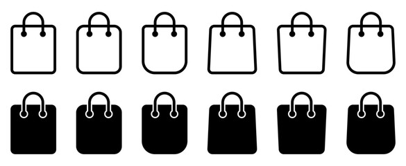 Shopping bag icon. Paper bag icons set.
