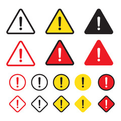 Danger sign, warning or attention sign. Danger warning attention icon with exclamation mark. Risk sign red, black and yellow.