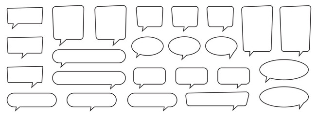 Linear Style Chat Speech Bubble and Thought Bubble Collection. Blank Line Speech Bubble.