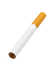 A lone unlit cigarette, isolated on white.