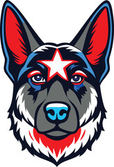 Front Facing German Shepherd Dog Face Vector Illustration Downloadable Art