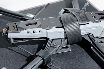 assembling FPV drone workshop technology close up element object concept