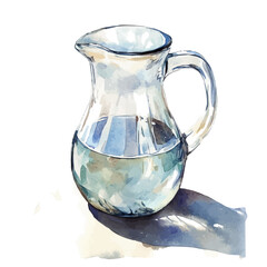Water Jug, watercolor vector, isolated on a white background.