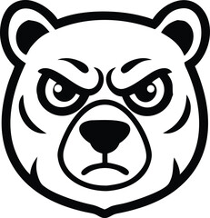 Cute Rounded Bear Face Vector Illustration   Digital Graphic Download Image