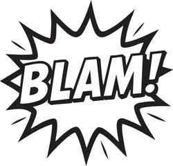 Naklejka premium Dynamic Comic Book Blam! Sound Effect A Powerful Graphic Design Element