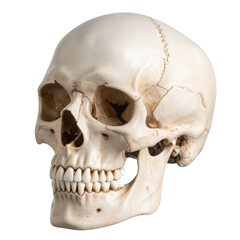 Obraz premium A realistic human skull model, isolated on a transparent background.