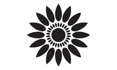 Bold Black Sunflower Silhouette: Striking Floral Icon for Nature-Inspired Designs and Graphics.

