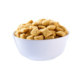 corn pillows in a plate isolated on a white background. healthy sweet snack for breakfast.