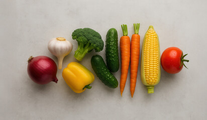 AI Flat Lay of Assorted Fresh Vegetables