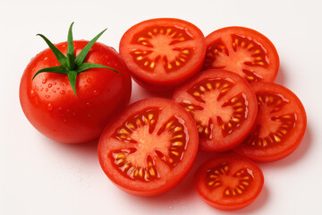 AI Whole and Sliced Tomatoes on White