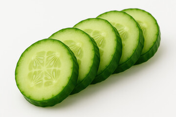 AI Cucumber Slices Close-Up on White