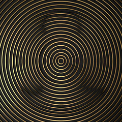 Fototapeta premium Sculptural Black Disc Wall Art with Gold Spiral Core