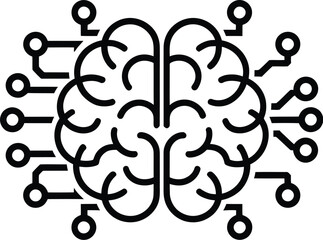 Artificial intelligence brain vector illustration, ai technology concept for neural network design
