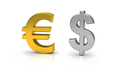 Euro and Dollar Currency Symbols - Global Finance and Forex Exchange Concept