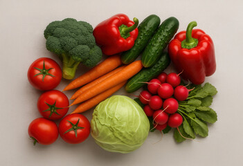 AI Flat Lay of Assorted Fresh Vegetables