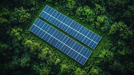 Solar panels nestled within a verdant forest.