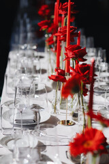 Elegant Table Setting with Red Roses
