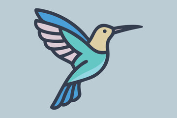 Colorful Hummingbird Flying Vector Logo Illustration
