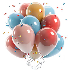Colorful party balloons with isolated against transparent background. Birthday balloons cut out.