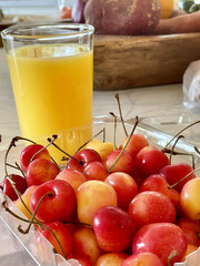 Rainier Cherries and Orange Juice